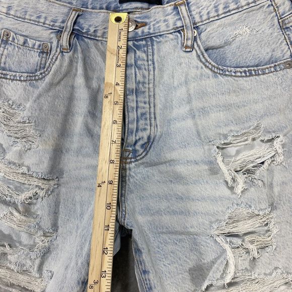 Aeropostale Shorts Womens Size 32 Blue Jean Destroyed Button Fly Denim Cut Off - Picture 3 of 11